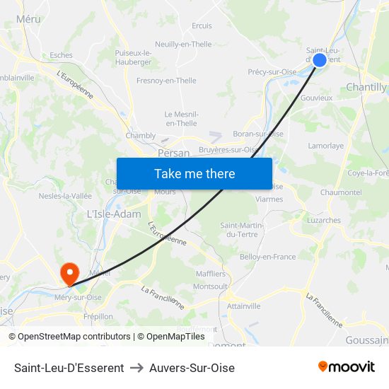 Saint-Leu-D'Esserent to Auvers-Sur-Oise map
