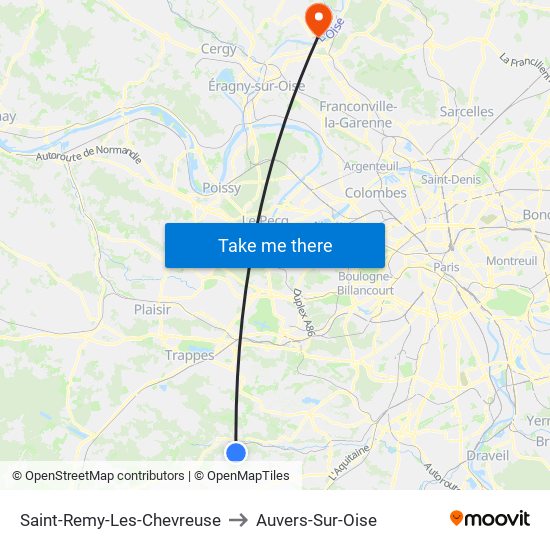 Saint-Remy-Les-Chevreuse to Auvers-Sur-Oise map
