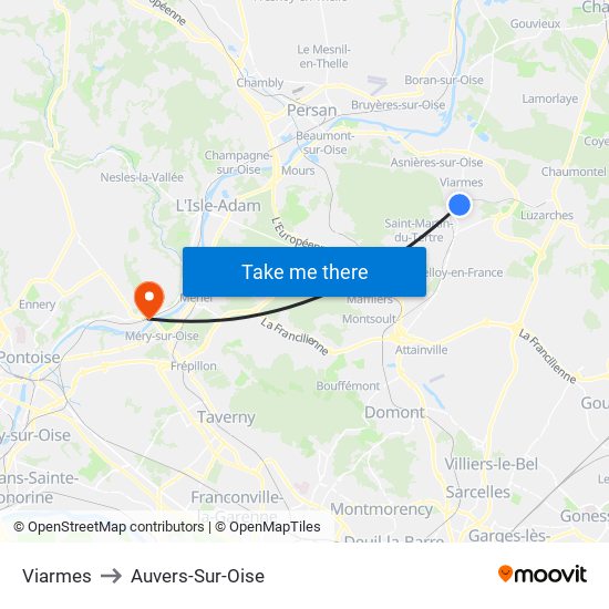 Viarmes to Auvers-Sur-Oise map