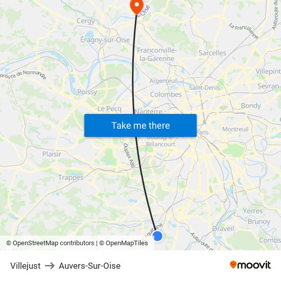 Villejust to Auvers-Sur-Oise map