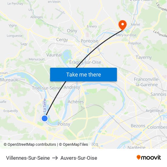 Villennes-Sur-Seine to Auvers-Sur-Oise map