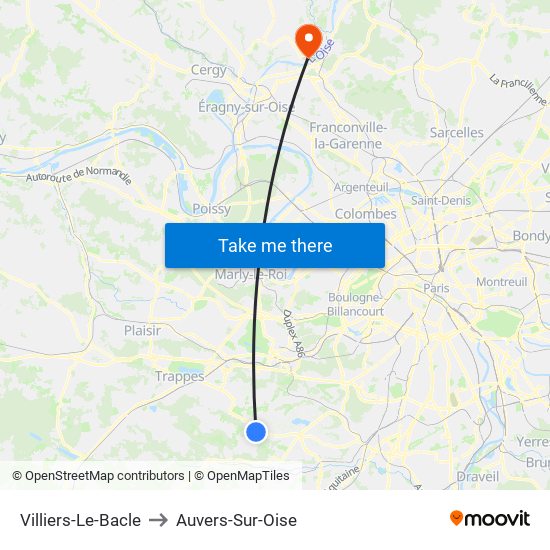 Villiers-Le-Bacle to Auvers-Sur-Oise map