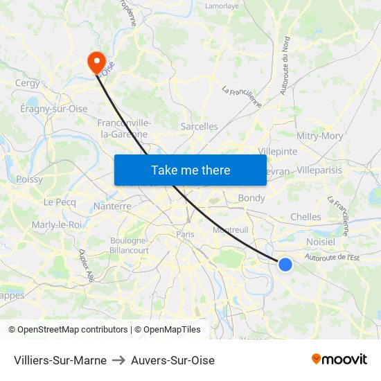 Villiers-Sur-Marne to Auvers-Sur-Oise map