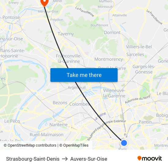 Strasbourg-Saint-Denis to Auvers-Sur-Oise map