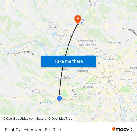 Saint-Cyr to Auvers-Sur-Oise map