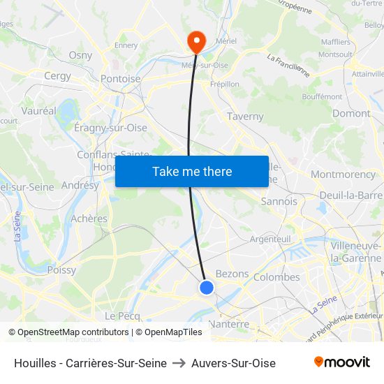 Houilles - Carrières-Sur-Seine to Auvers-Sur-Oise map