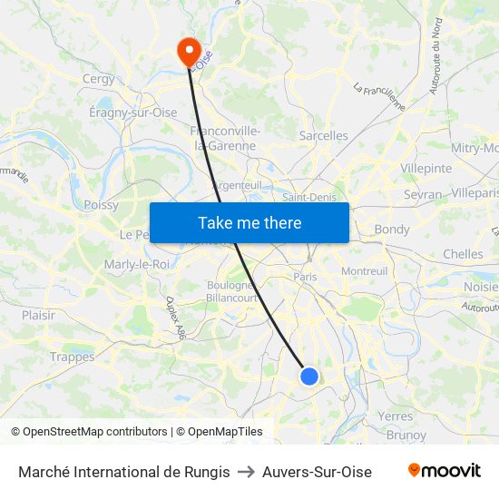 Marché International de Rungis to Auvers-Sur-Oise map