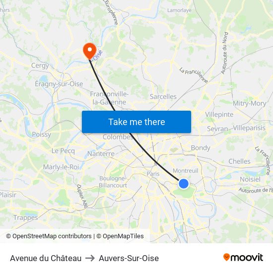 Avenue du Château to Auvers-Sur-Oise map