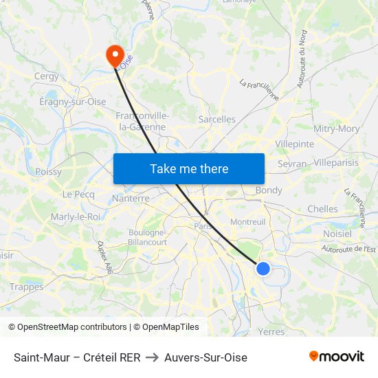 Saint-Maur – Créteil RER to Auvers-Sur-Oise map