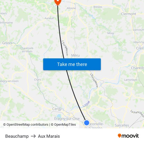 Beauchamp to Aux Marais map