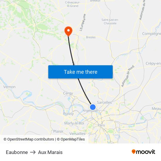 Eaubonne to Aux Marais map