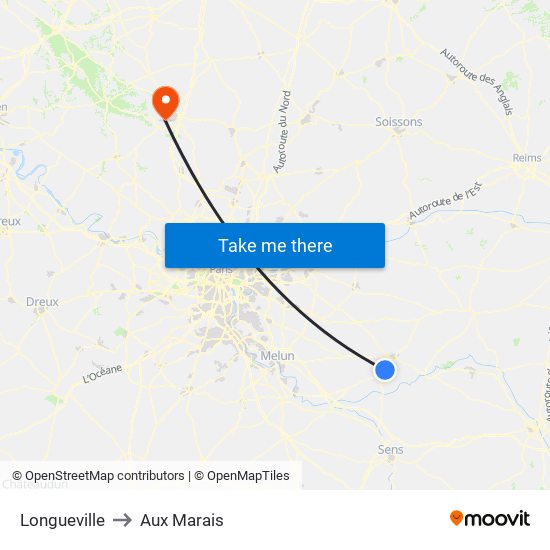 Longueville to Aux Marais map