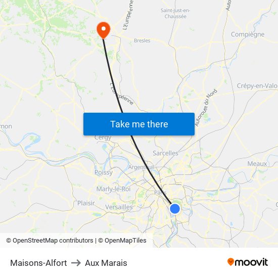 Maisons-Alfort to Aux Marais map