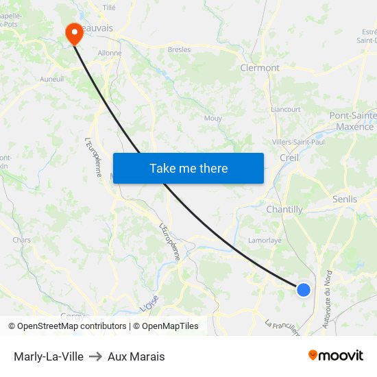 Marly-La-Ville to Aux Marais map