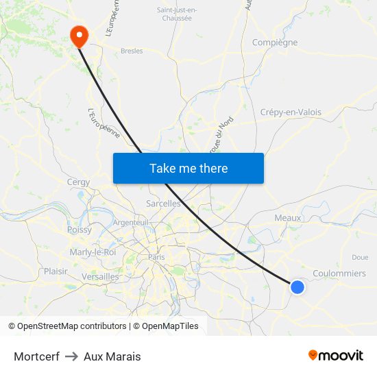 Mortcerf to Aux Marais map