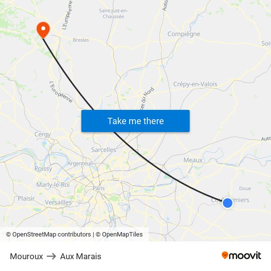 Mouroux to Aux Marais map