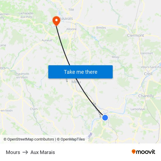 Mours to Aux Marais map