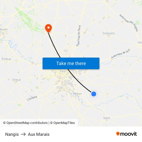 Nangis to Aux Marais map