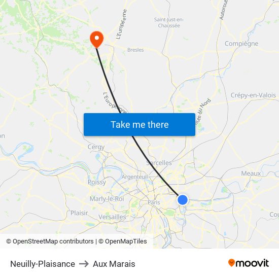 Neuilly-Plaisance to Aux Marais map