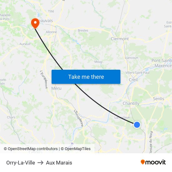 Orry-La-Ville to Aux Marais map