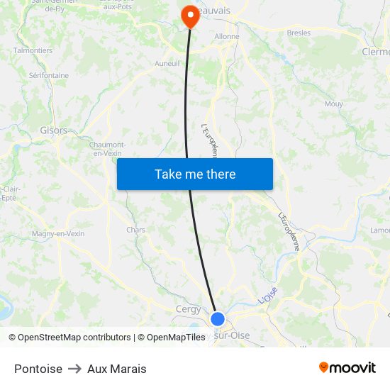 Pontoise to Aux Marais map