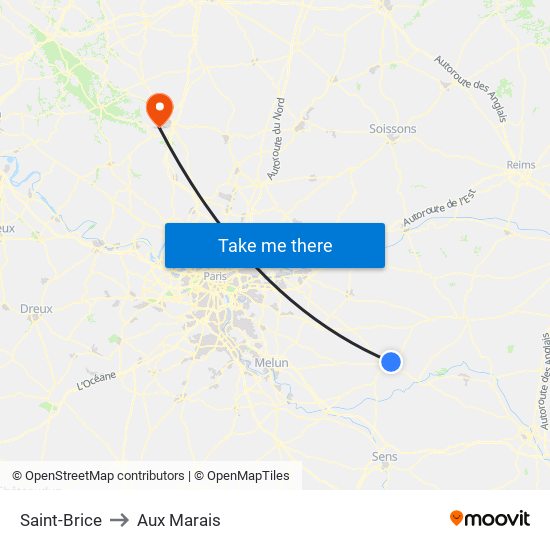 Saint-Brice to Aux Marais map