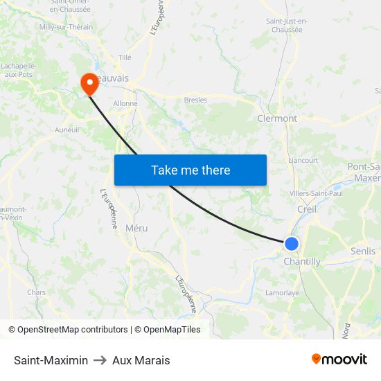 Saint-Maximin to Aux Marais map