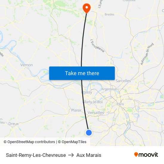 Saint-Remy-Les-Chevreuse to Aux Marais map