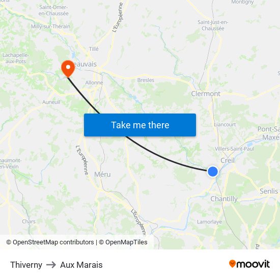 Thiverny to Aux Marais map