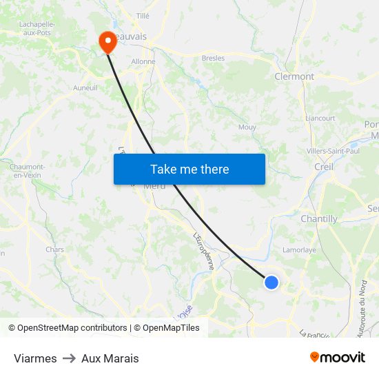 Viarmes to Aux Marais map