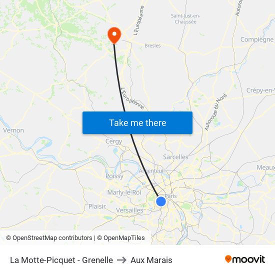 La Motte-Picquet - Grenelle to Aux Marais map