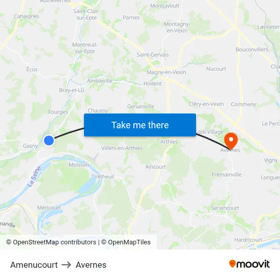 Amenucourt to Avernes map