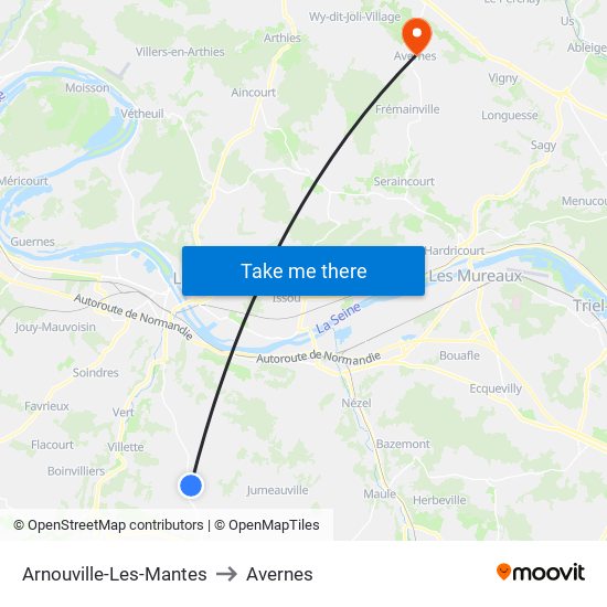 Arnouville-Les-Mantes to Avernes map