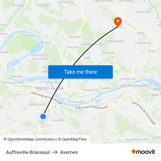 Auffreville-Brasseuil to Avernes map
