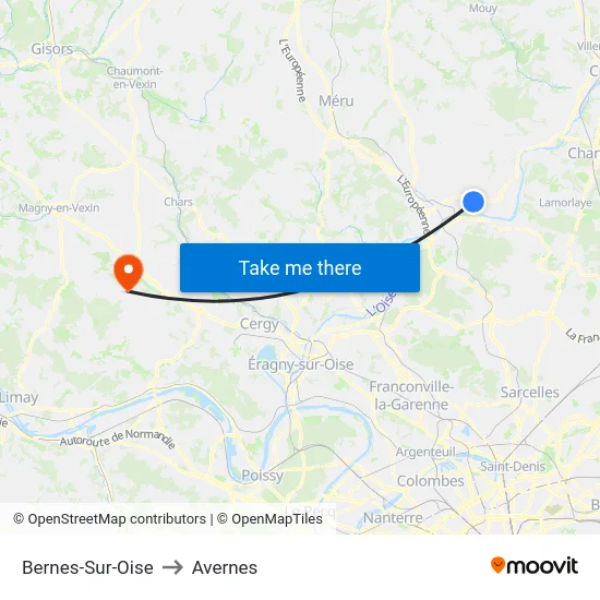 Bernes-Sur-Oise to Avernes map