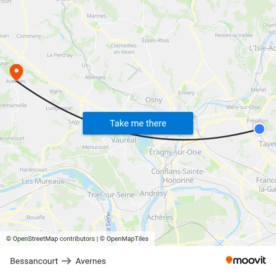 Bessancourt to Avernes map