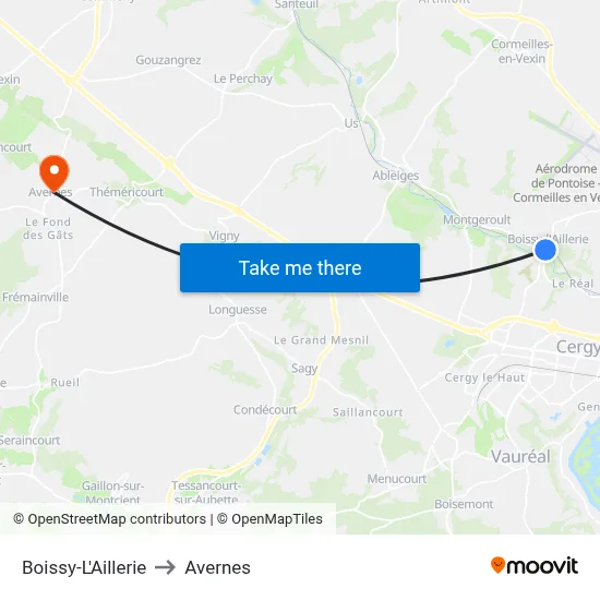 Boissy-L'Aillerie to Avernes map