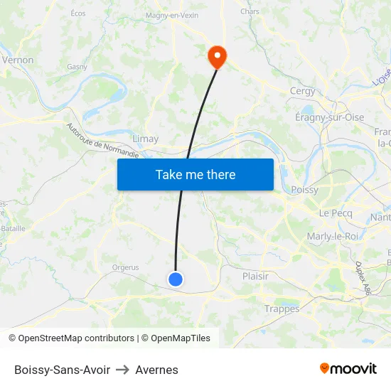 Boissy-Sans-Avoir to Avernes map