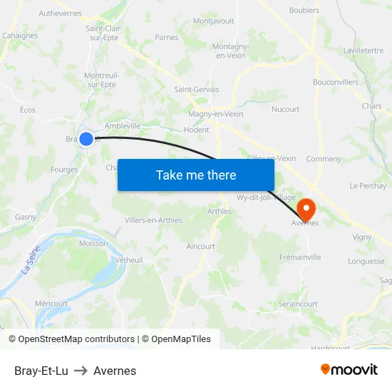 Bray-Et-Lu to Avernes map