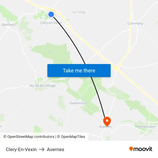 Clery-En-Vexin to Avernes map