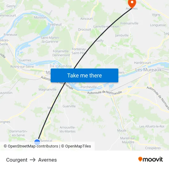 Courgent to Avernes map