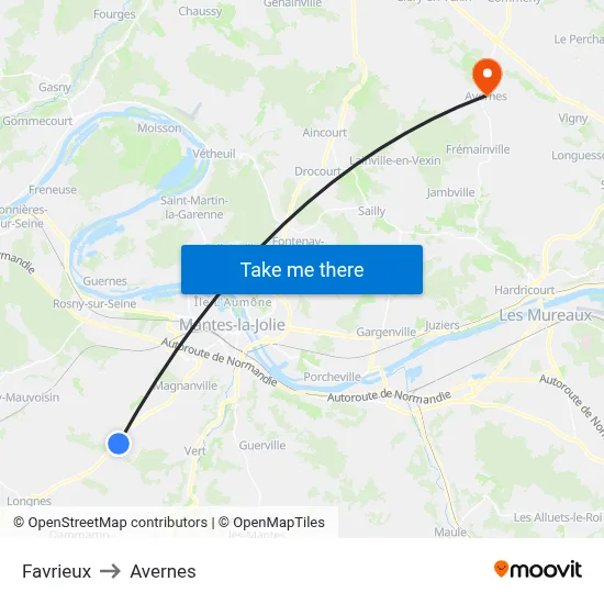 Favrieux to Avernes map
