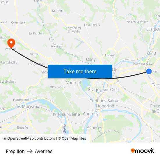 Frepillon to Avernes map
