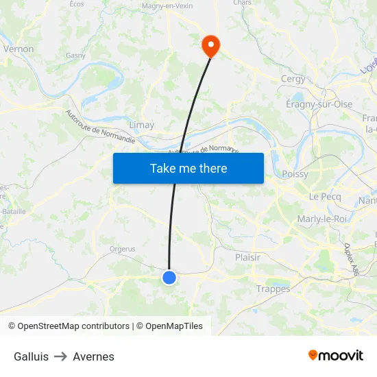 Galluis to Avernes map