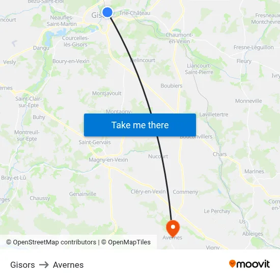 Gisors to Avernes map