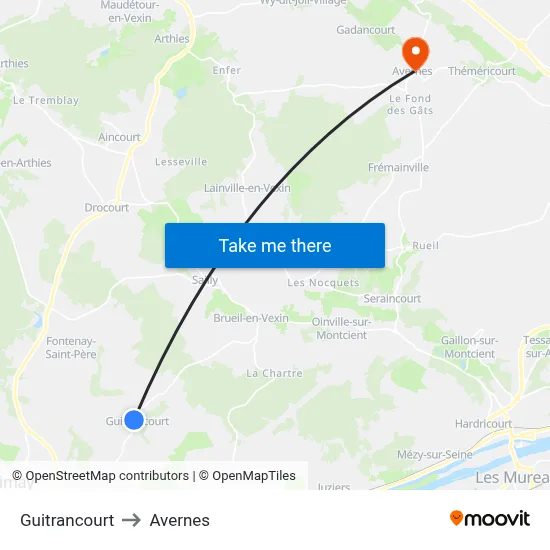 Guitrancourt to Avernes map