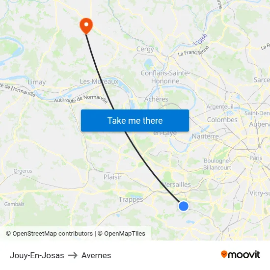 Jouy-En-Josas to Avernes map