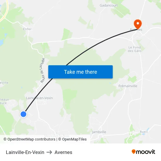 Lainville-En-Vexin to Avernes map