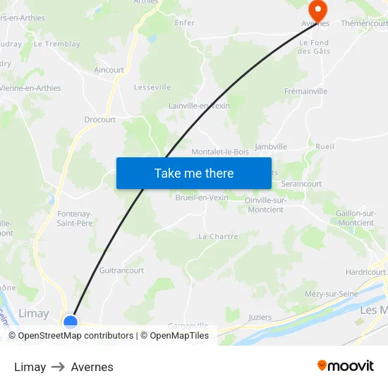 Limay to Avernes map