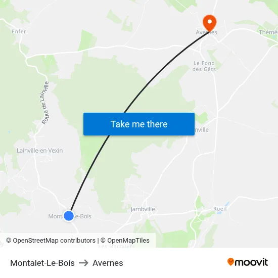 Montalet-Le-Bois to Avernes map